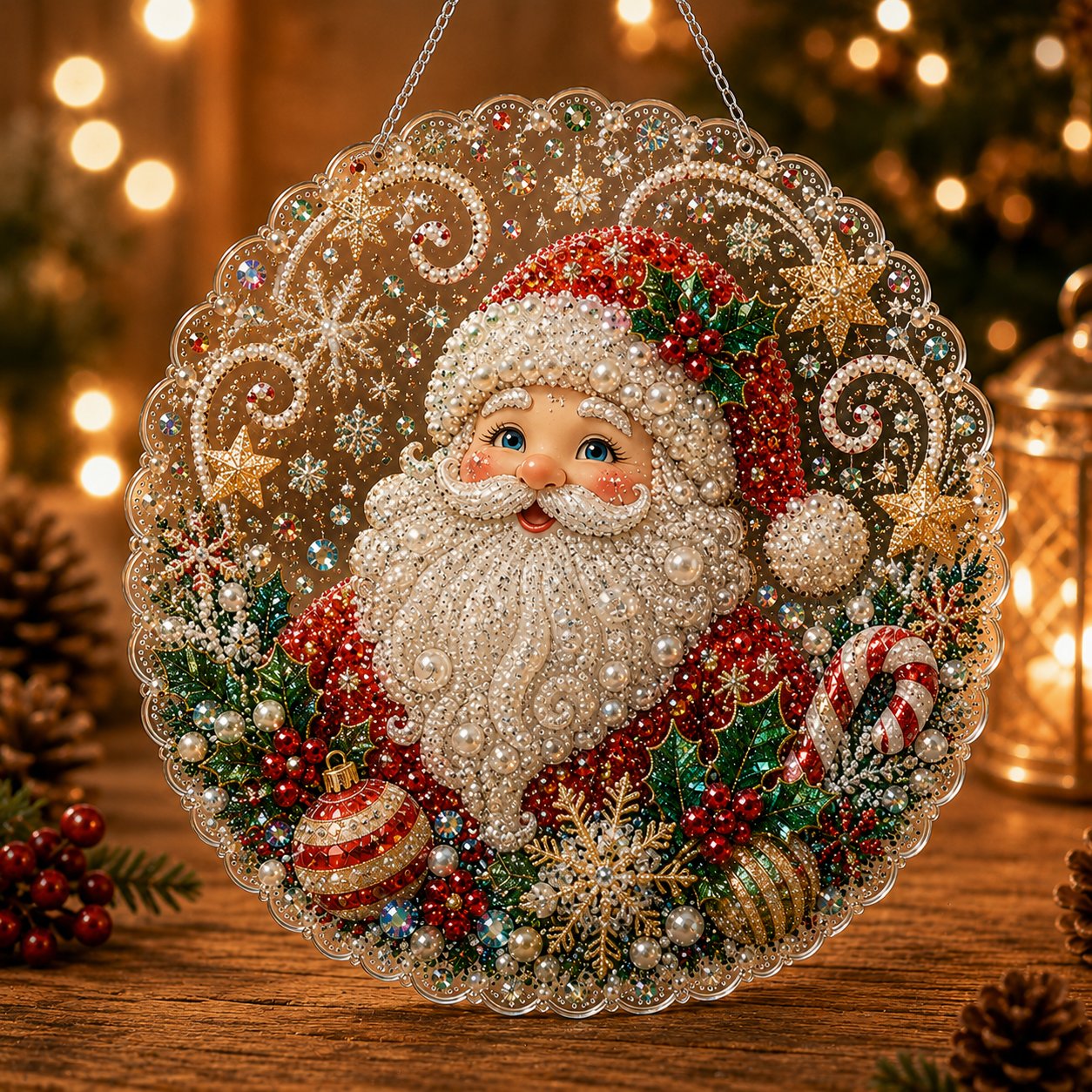 🎄 LIMITED TIME！！ 49% OFF – ✨ Christmas Pearl Diamond Art Hanging Ornament Kit | Luxury Flocked Canvas with Scratch-Resistant Non-Fading Pearl Beads DIY Handmade Holiday Hanging Decor 🎅💎