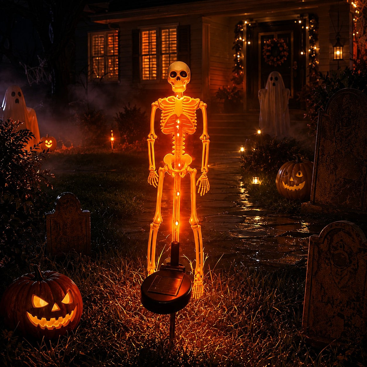 🔥HOT SALE💜💀 Solar Skeleton Yard Stake – Spooky Halloween Outdoor Light Decoration