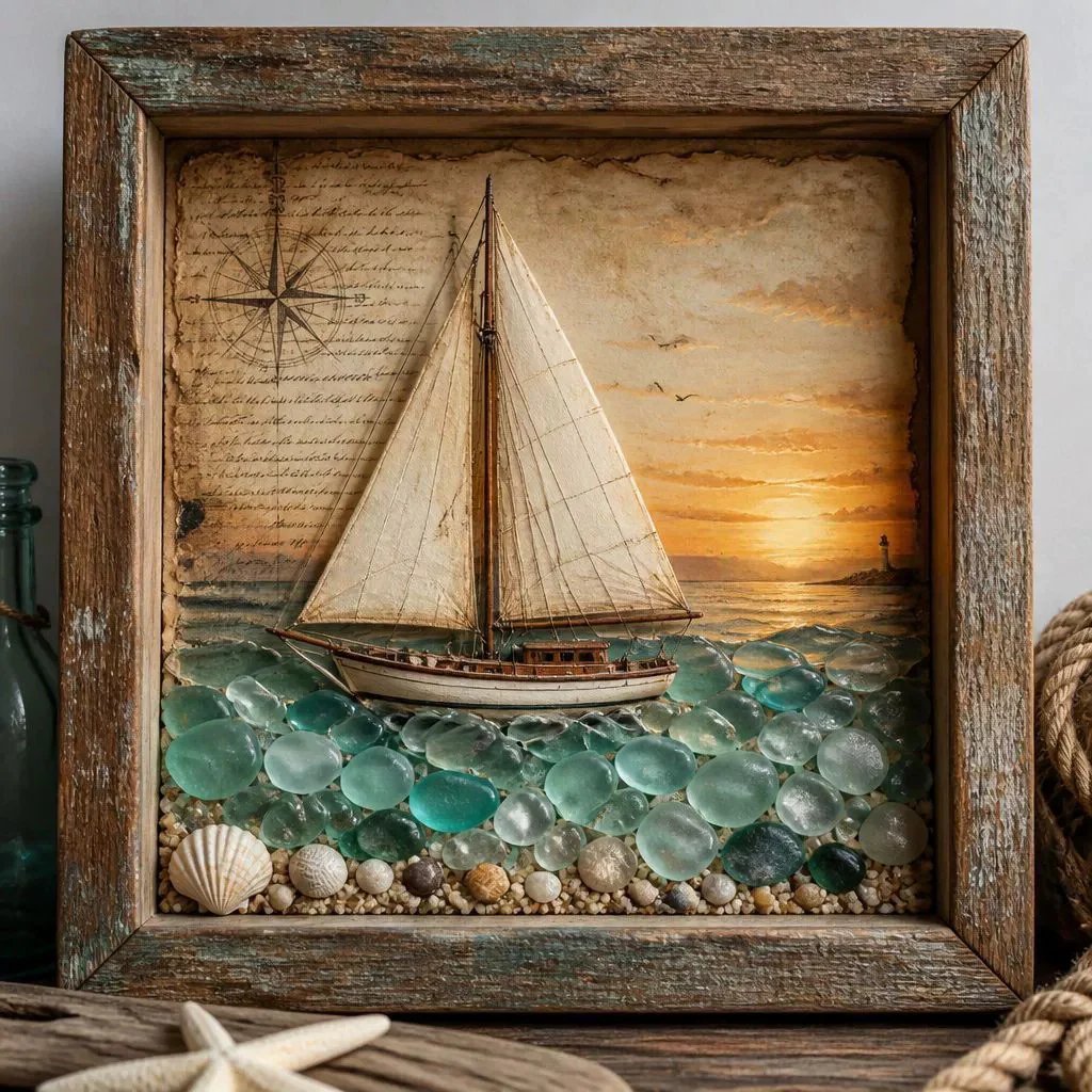 🌊✨ Coastal Lighthouse Sea Glass Night Light – Bring The Ocean Home