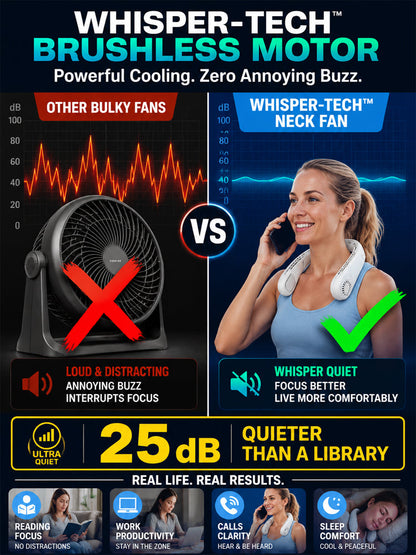 [Wearable Air Conditioner] Cooling Neck Fan —Instant 5C Cooling | 50% Off Today 🌬️ Whisper Quiet Tech🍃