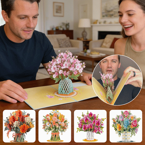 2-in-1 Gift & Décor for Every Moment🌸3D Flower Bouquet Pop Up Card