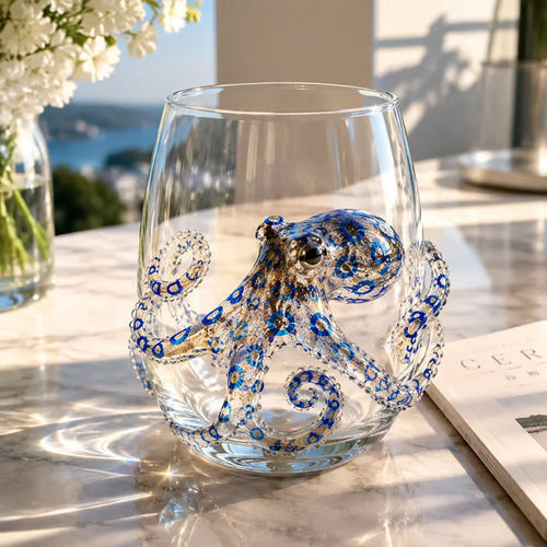 🌊 Artisanal 3D Ocean Life Glass – A Tiny Underwater World in Every Sip ✨
