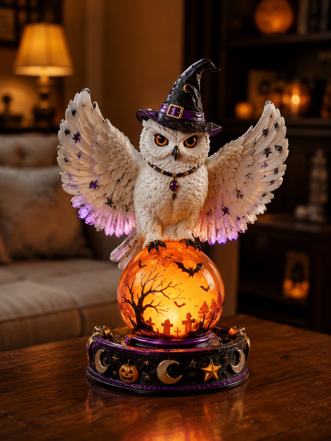 🎃Halloween Raven Crystal Ball Lighted Decor👻