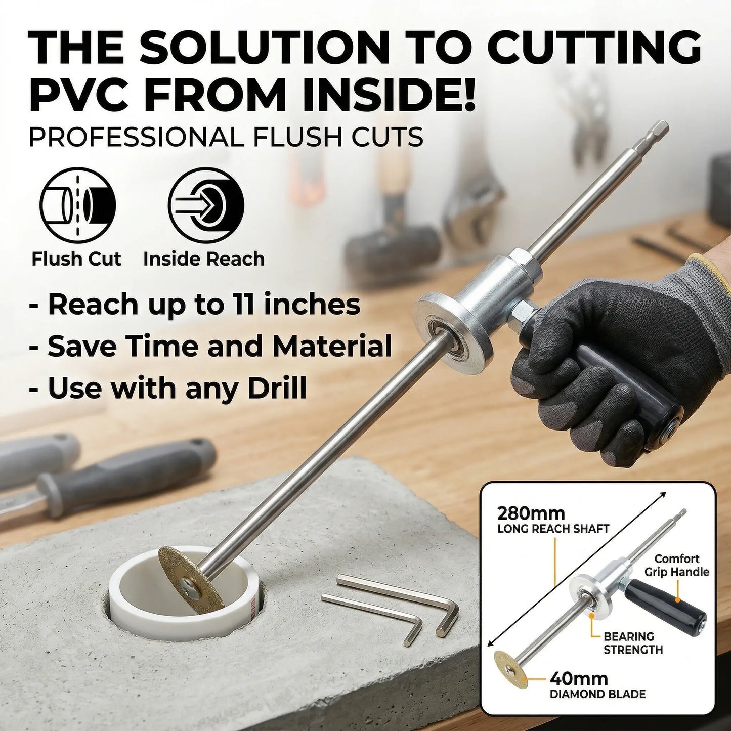 ⚡ Drill Powered Pipe Cutter | PVC ABS Plastic Cutting Tool