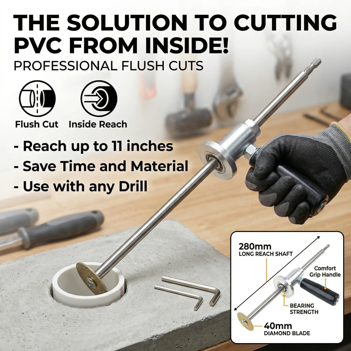 ⚡ Drill Powered Pipe Cutter | PVC ABS Plastic Cutting Tool
