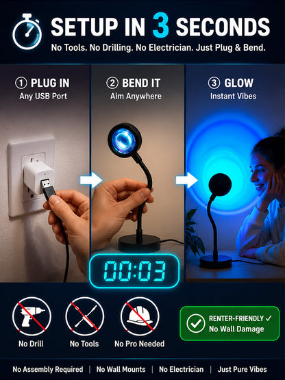 🌅 Sunset Ambient Light: One-Tap Romantic Lighting, Say Goodbye To Dull Rooms! Just 1 Second, Bring Stunning Sunset Glow Into Your Home ✨