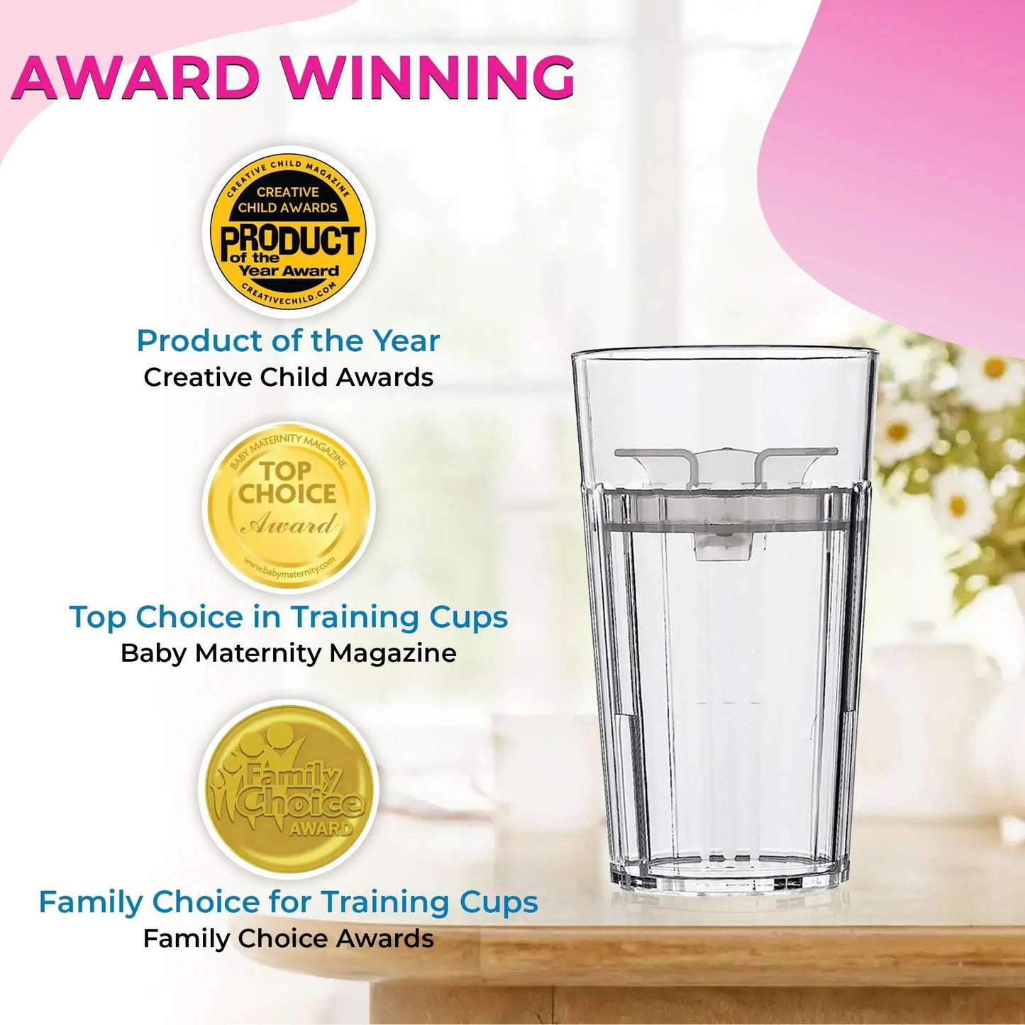 🍼 Safe Toddler Training Cup | Unbreakable 360° Rim Design