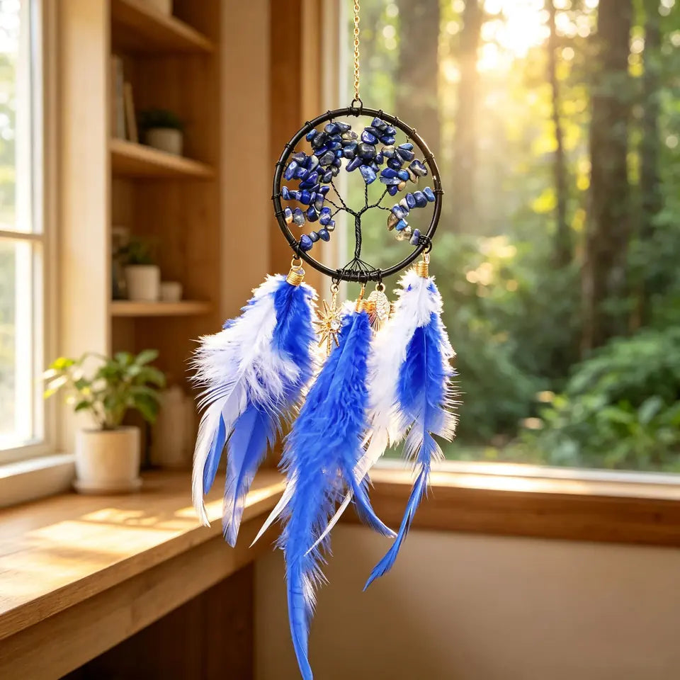 🌿 TODAY ONLY — SAVE 50% ✨ Crystal Tree of Life Feather Hanging | Colorful Boho Window & Wall Decor