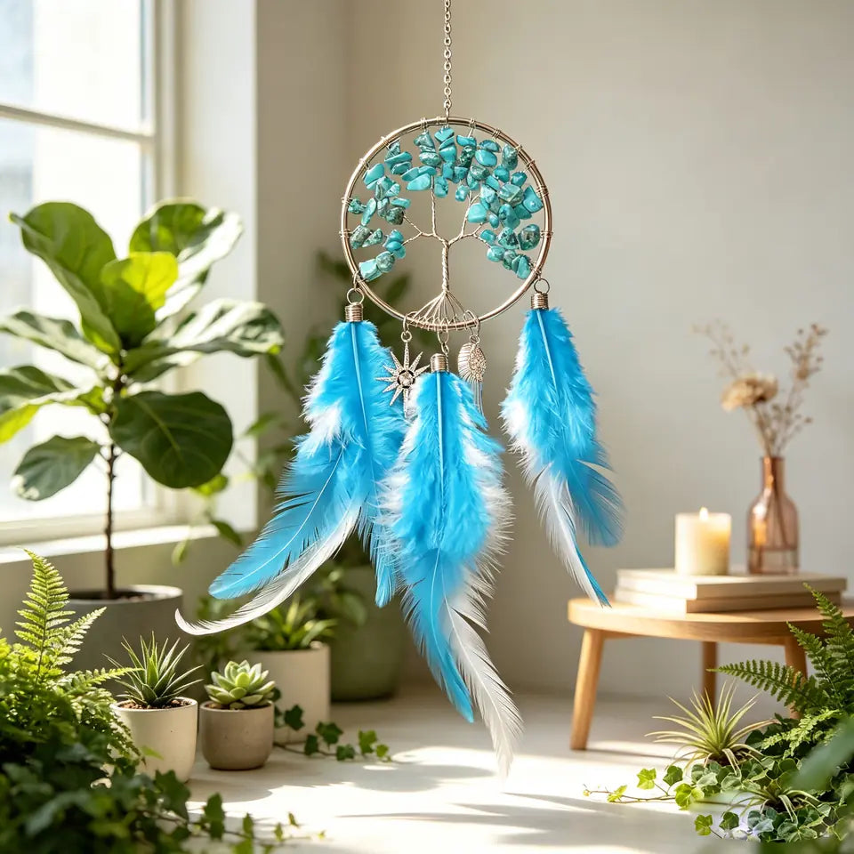🌿 TODAY ONLY — SAVE 50% ✨ Crystal Tree of Life Feather Hanging | Colorful Boho Window & Wall Decor