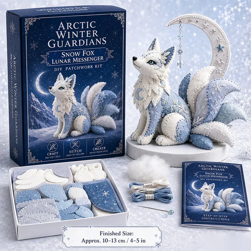 DIY Ice Dragon Felt Patchwork Kit Arctic Winter Guardian Sewing Set