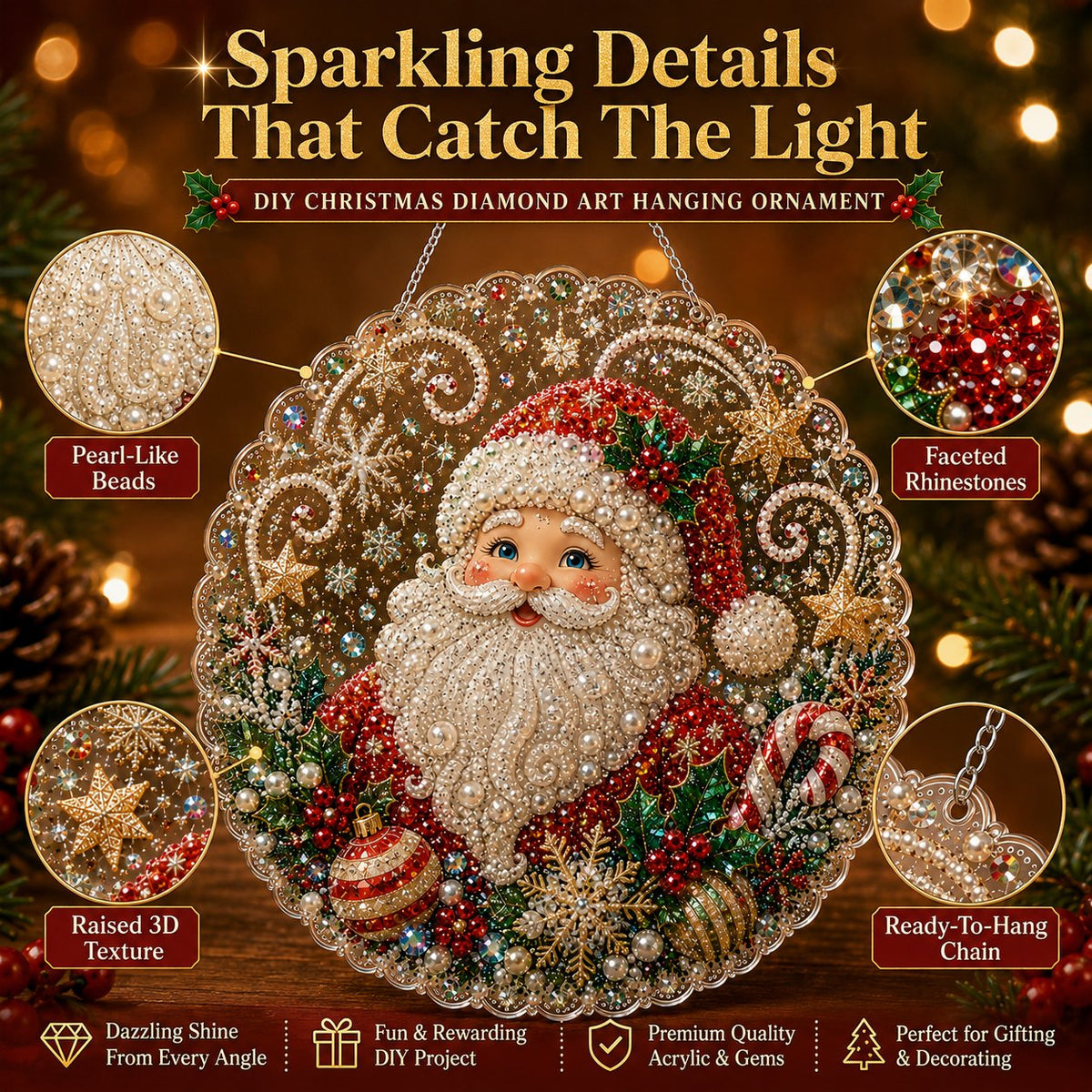 🎄 LIMITED TIME！！ 49% OFF – ✨ Christmas Pearl Diamond Art Hanging Ornament Kit | Luxury Flocked Canvas with Scratch-Resistant Non-Fading Pearl Beads DIY Handmade Holiday Hanging Decor 🎅💎
