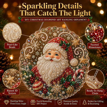 🎄 LIMITED TIME！！ 49% OFF – ✨ Christmas Pearl Diamond Art Hanging Ornament Kit | Luxury Flocked Canvas with Scratch-Resistant Non-Fading Pearl Beads DIY Handmade Holiday Hanging Decor 🎅💎