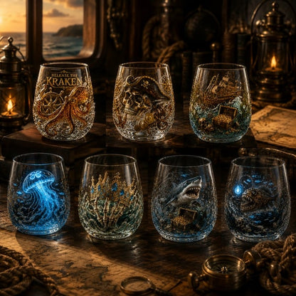 🌊 Legendary Ocean Treasure Crystal Set for Whiskey Lovers & Home Bar Collectors ⚓✨