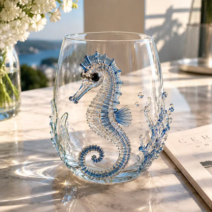 🌊 Artisanal 3D Ocean Life Glass – A Tiny Underwater World in Every Sip ✨