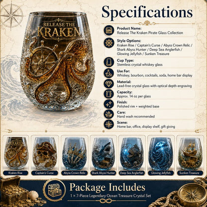 🌊 Legendary Ocean Treasure Crystal Set for Whiskey Lovers & Home Bar Collectors ⚓✨