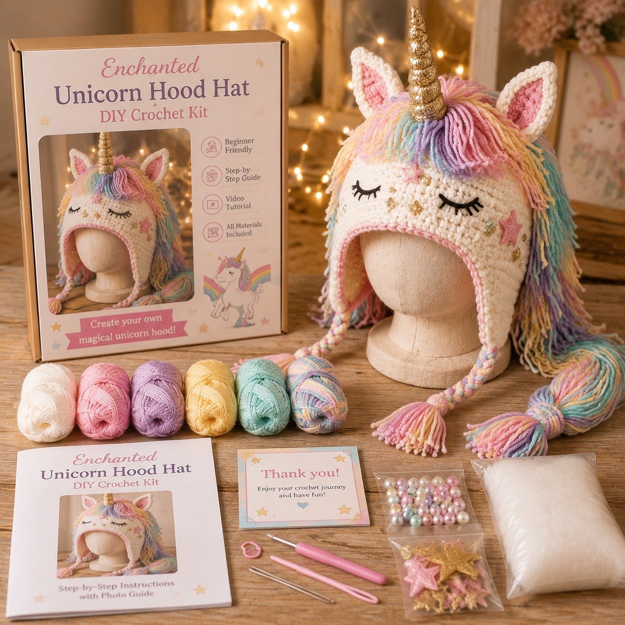🔥LAST DAY 50% OFF - 🧵 Fantasy Hood Hat DIY Crochet Kit – Create Your Own Magical Wearable Character Hat