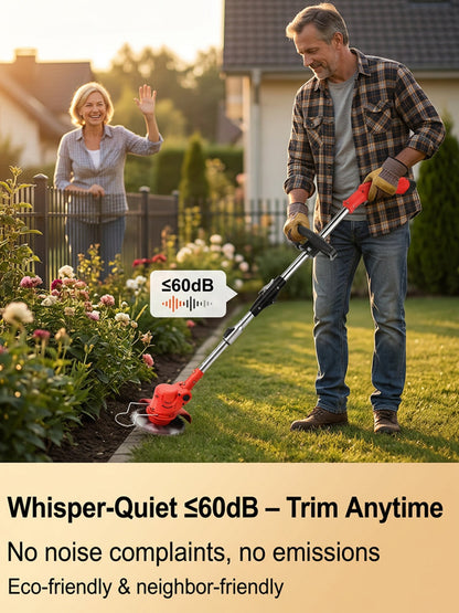 🌿 Lightweight Cordless Grass Trimmer Quiet 9000 RPM Powerful Long Battery Life Foldable Easy Storage