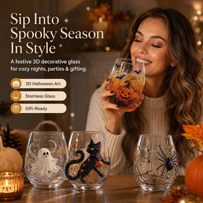 🔥 LAST DAY-60% OFF | 🎃 8-Piece 3D Sculpted Halloween Glass Set - Perfect for parties and cozy autumn bars