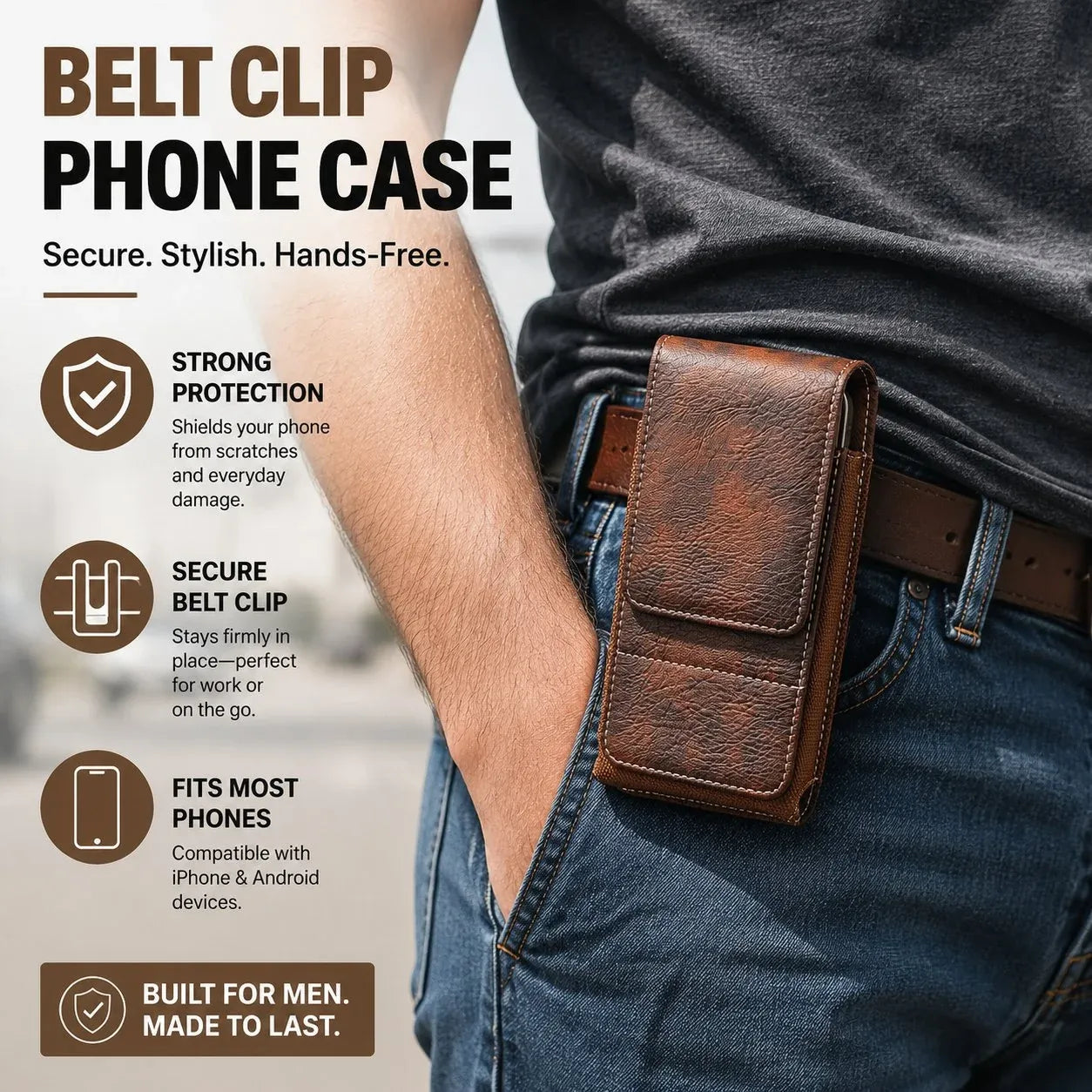 🔥Waist Belt Cell Phone Pouch 📱 Multi-Pocket Leather Holster with Card Holder