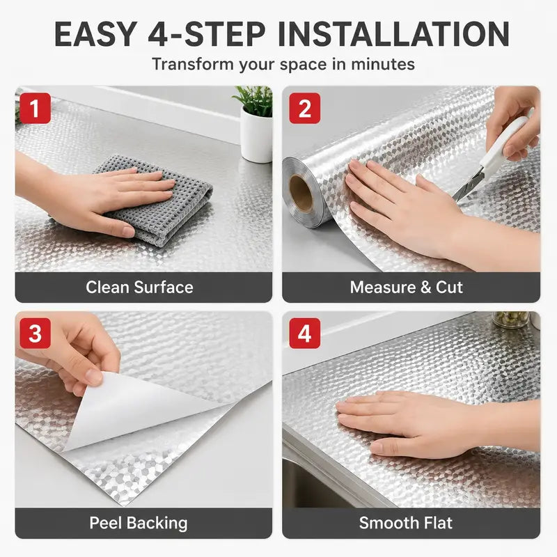 🎁Last Day Promotion 49% OFF🔥Kitchen Peel and Stick Wallpaper Backsplash Waterproof Kitchen Stickers - Silver / Buy 1