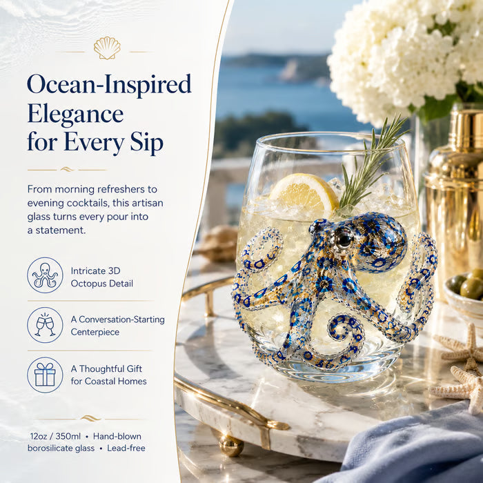 🌊 Artisanal 3D Ocean Life Glass – A Tiny Underwater World in Every Sip ✨