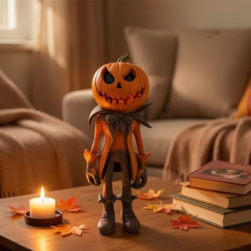 🎁✨️Only $38.98 This Week🌟🎃 Halloween Pumpkin Man Figurine – 👻Whimsical Autumn Tabletop Décor