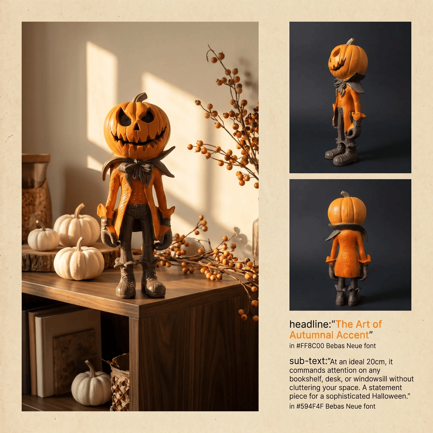 🎁✨️Only $38.98 This Week🌟🎃 Halloween Pumpkin Man Figurine – 👻Whimsical Autumn Tabletop Décor