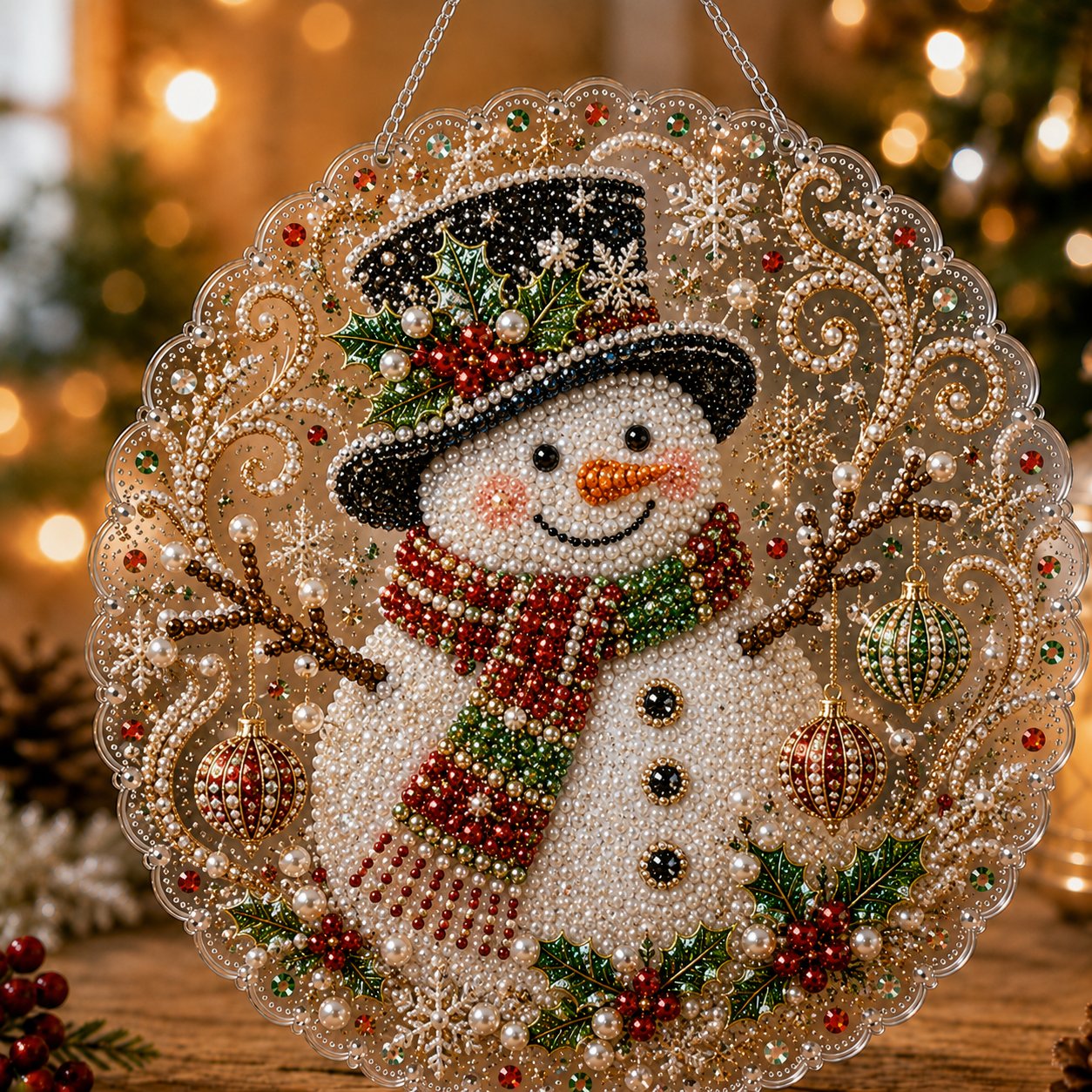🎄 LIMITED TIME！！ 49% OFF – ✨ Christmas Pearl Diamond Art Hanging Ornament Kit | Luxury Flocked Canvas with Scratch-Resistant Non-Fading Pearl Beads DIY Handmade Holiday Hanging Decor 🎅💎