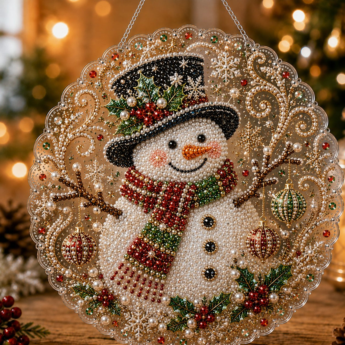 🎄 LIMITED TIME！！ 49% OFF – ✨ Christmas Pearl Diamond Art Hanging Ornament Kit | Luxury Flocked Canvas with Scratch-Resistant Non-Fading Pearl Beads DIY Handmade Holiday Hanging Decor 🎅💎