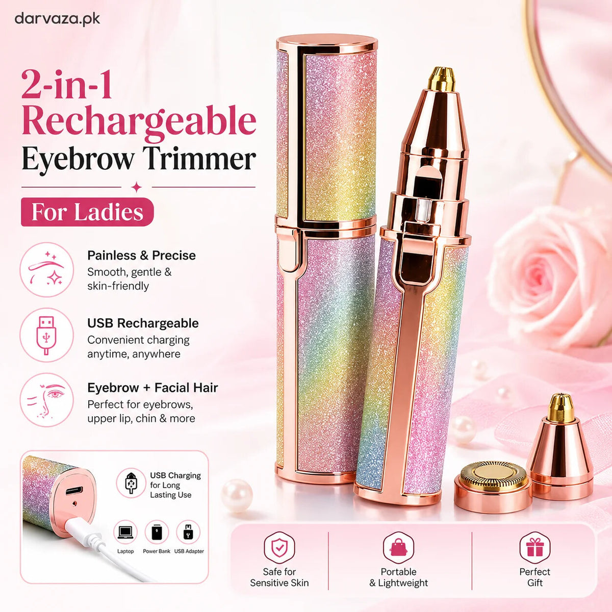 🔥2-in-1 Women's Eyebrow and Facial Hair Removal Device