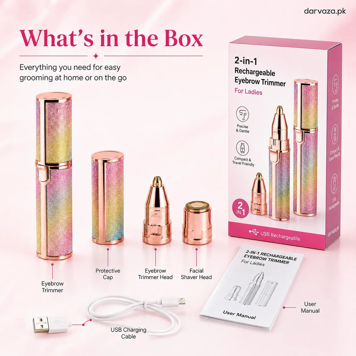 🔥2-in-1 Women's Eyebrow and Facial Hair Removal Device