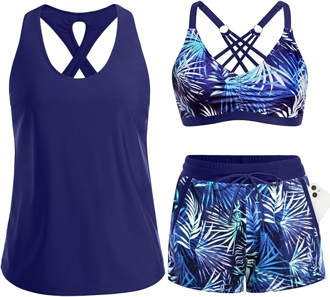 ⏰LAST DAY 57% OFF - 3 Piece Tankini with Shorts🔥