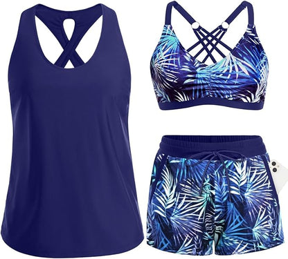 ⏰LAST DAY 57% OFF - 3 Piece Tankini with Shorts🔥