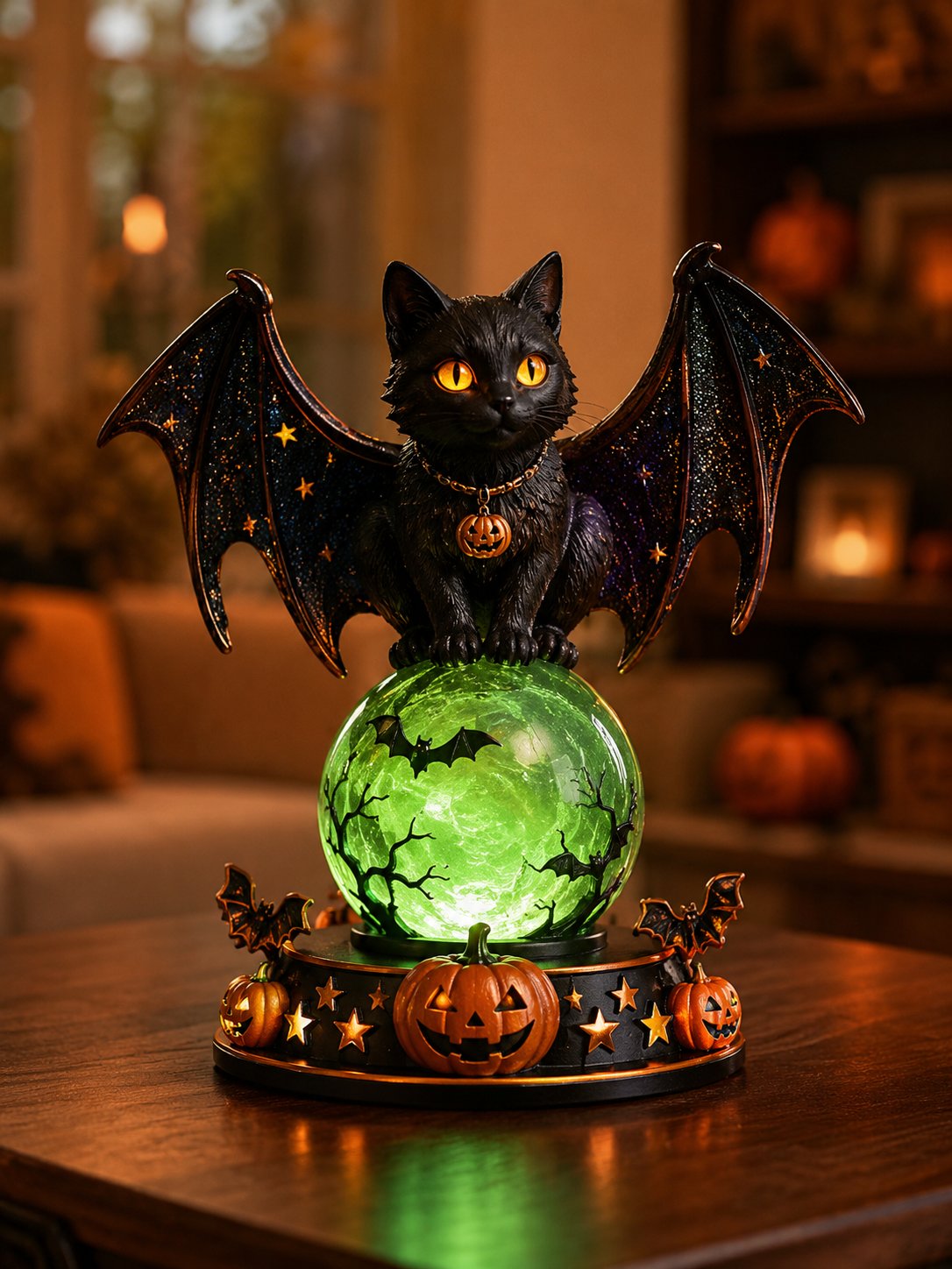 🎃Halloween Raven Crystal Ball Lighted Decor👻