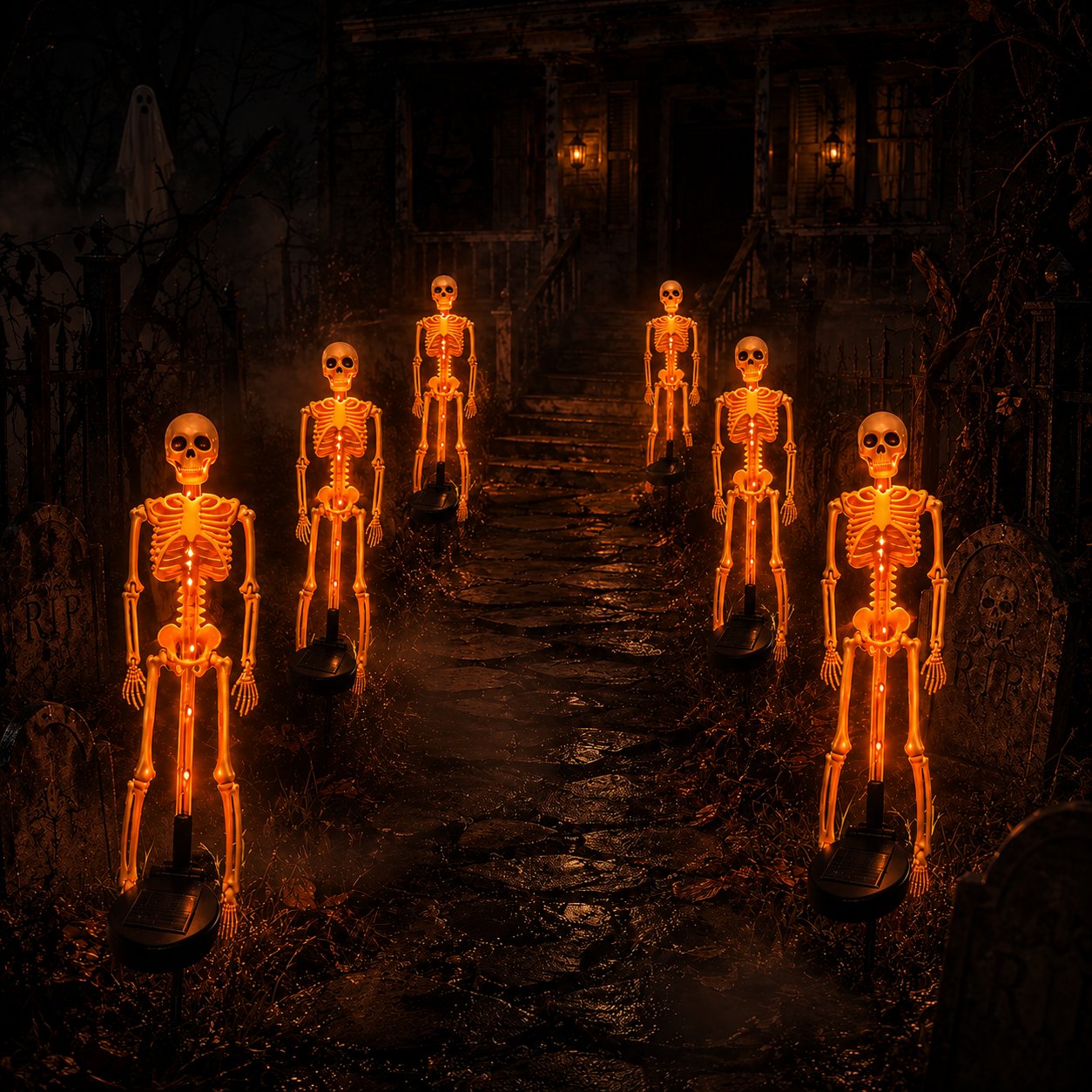 🔥HOT SALE💜💀 Solar Skeleton Yard Stake – Spooky Halloween Outdoor Light Decoration