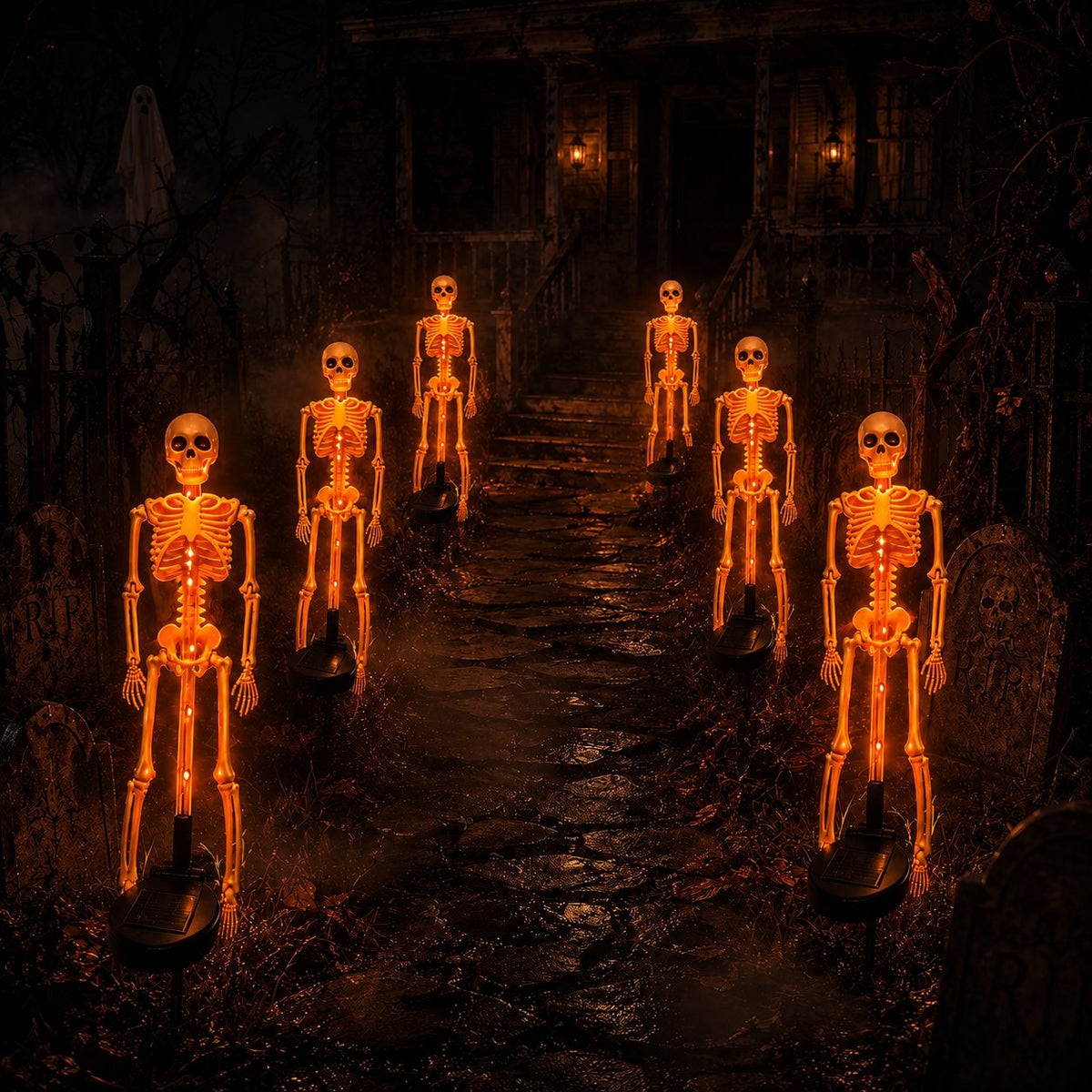 🔥HOT SALE💜💀 Solar Skeleton Yard Stake – Spooky Halloween Outdoor Light Decoration