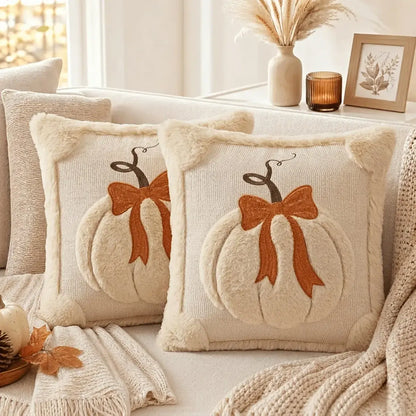 🎃 Limited-Time Fall Offer – Cozy 3D Bow Pumpkin Pillow Cover
