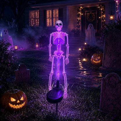 🔥HOT SALE💜💀 Solar Skeleton Yard Stake – Spooky Halloween Outdoor Light Decoration
