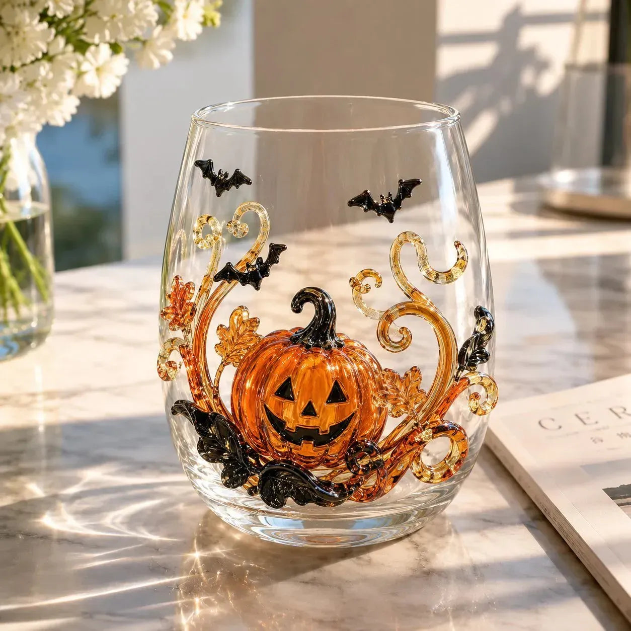 🔥 LAST DAY-60% OFF | 🎃 8-Piece 3D Sculpted Halloween Glass Set - Perfect for parties and cozy autumn bars