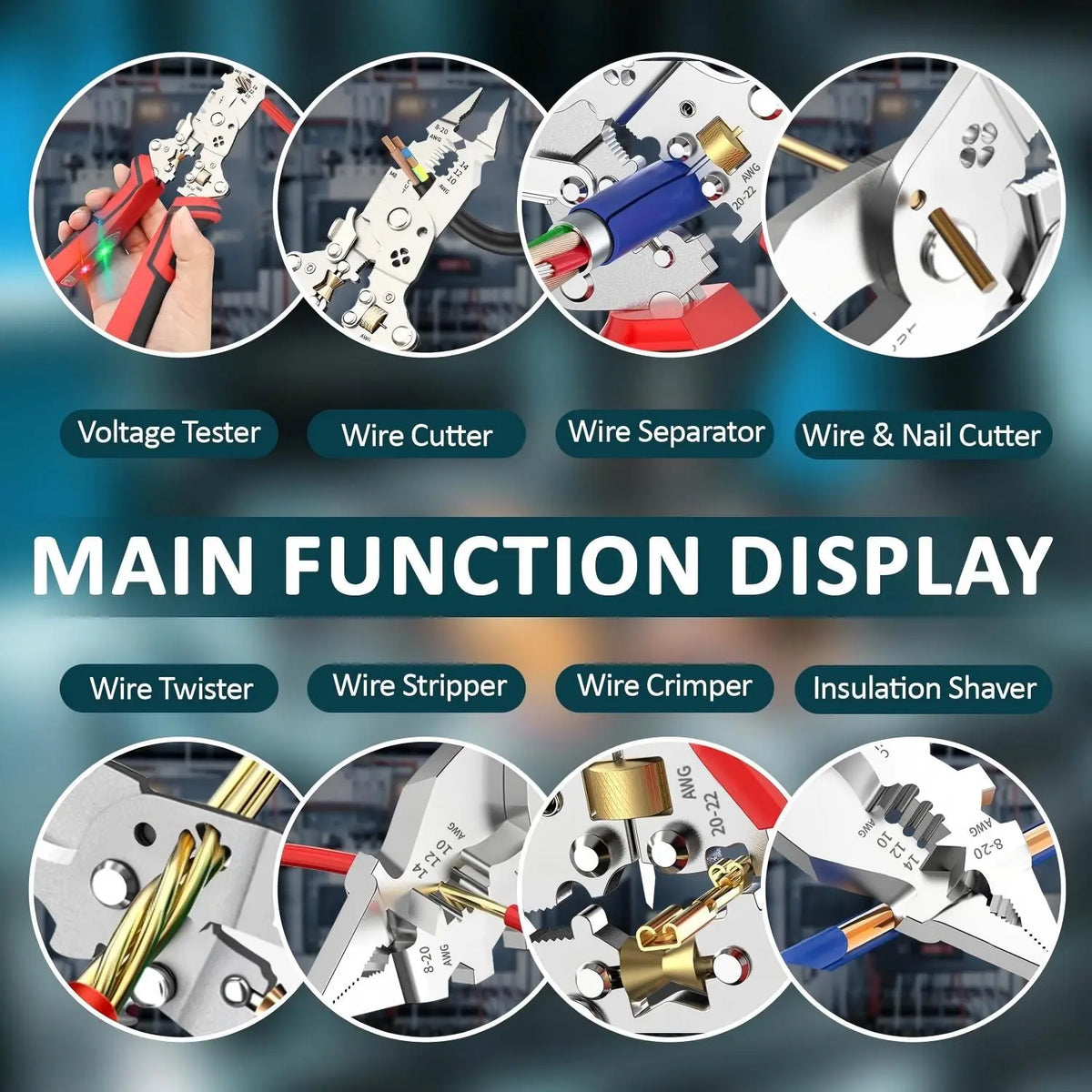🔧 16-in-1 Wire Strippers | Heavy-Duty Electrical Pliers with Alarm