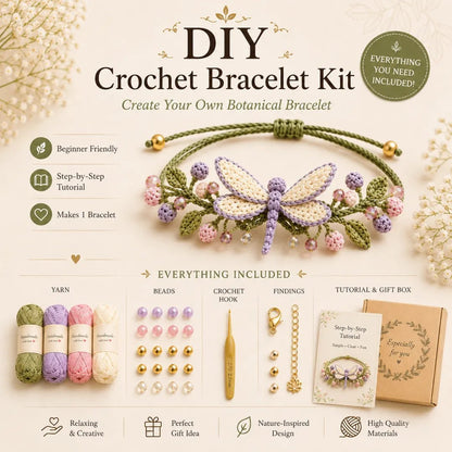 🌿🌸 DIY Nature-Inspired Crochet Bracelet Kit – Create Beautiful Handmade Floral Bracelets