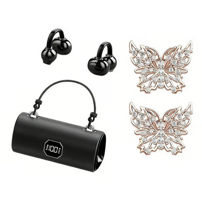 💖 Jewelry worn on your ears! Butterfly clip-on Bluetooth earphones, painless to wear, Bluetooth 6.0, IPX5 waterproof.