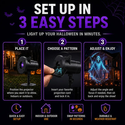 🎃 50% OFF Today – 32FT HD Halloween Projector with 10 Spooky Scenes, Remote & Timer