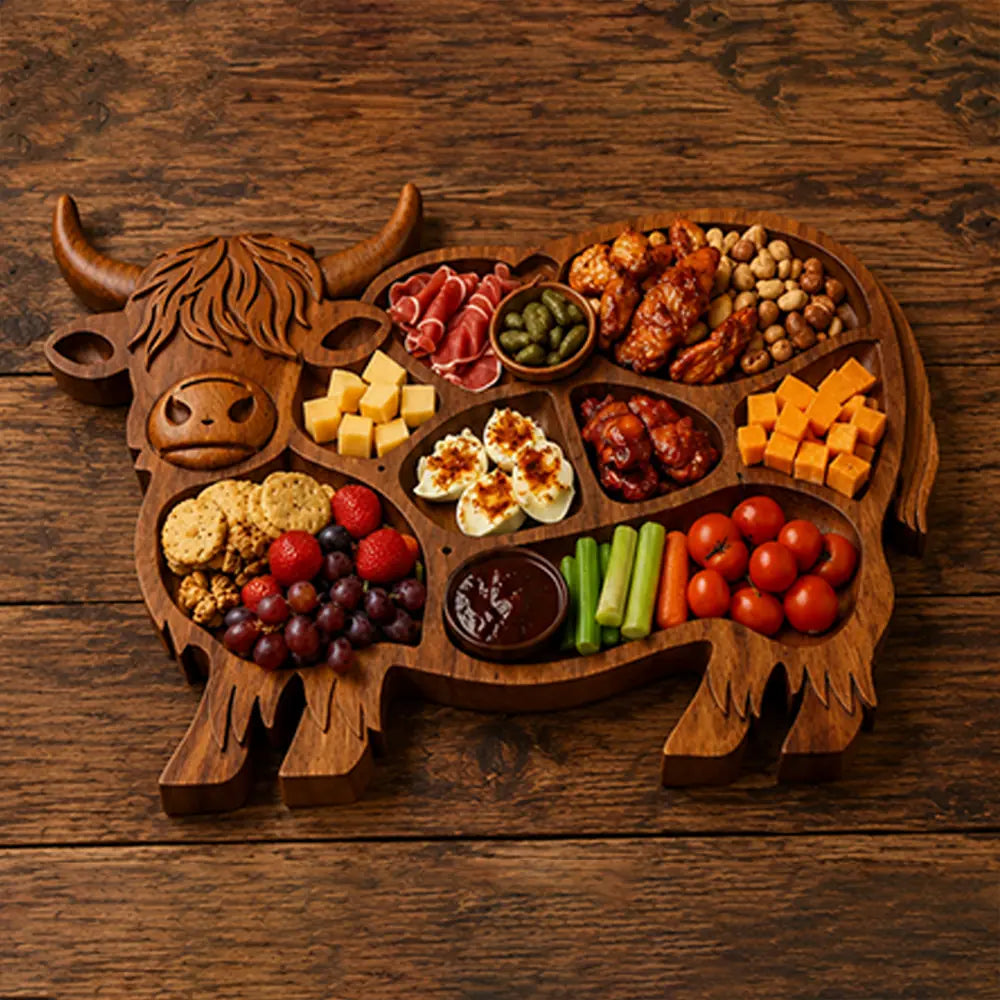 🔥Today’s Deal! Highland Cow Charcuterie Board for Farmhouse Kitchens