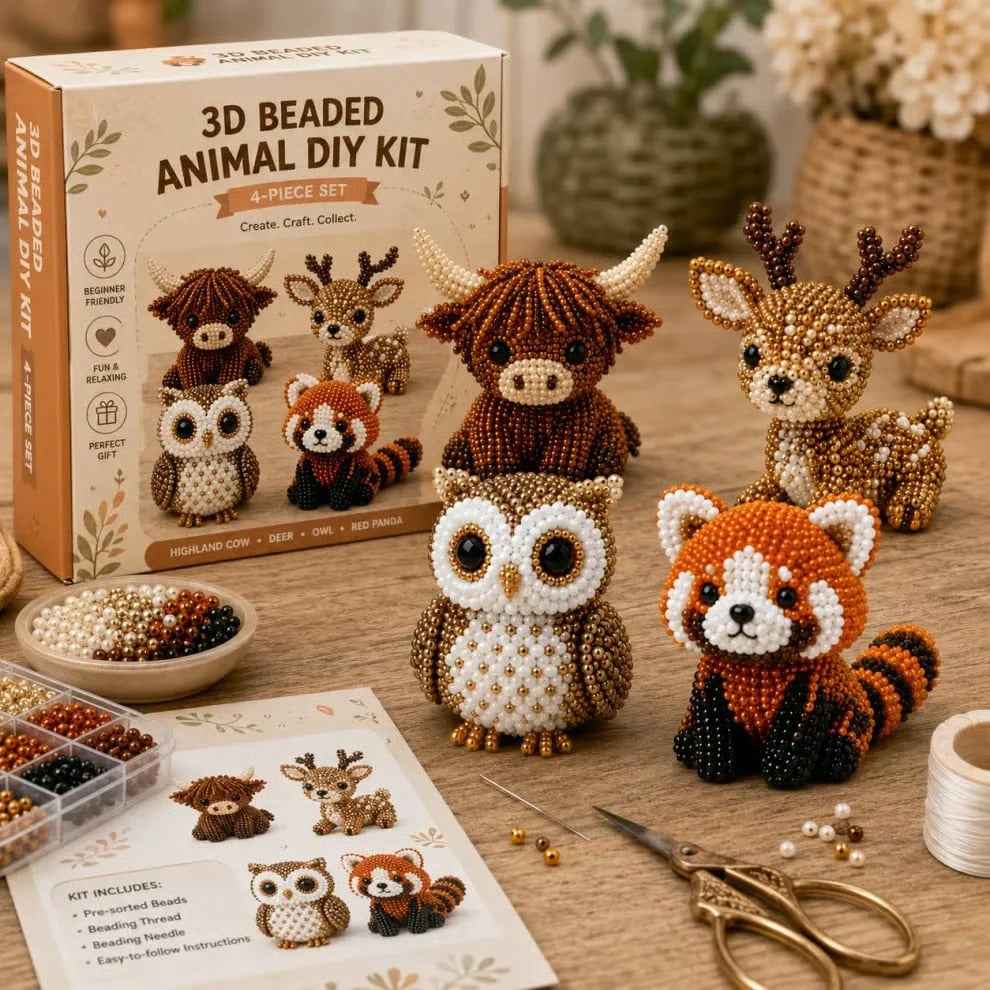 🏆Limited Time Sale 50% OFF🧵✨Petite 3D Beaded Animal Craft Kit