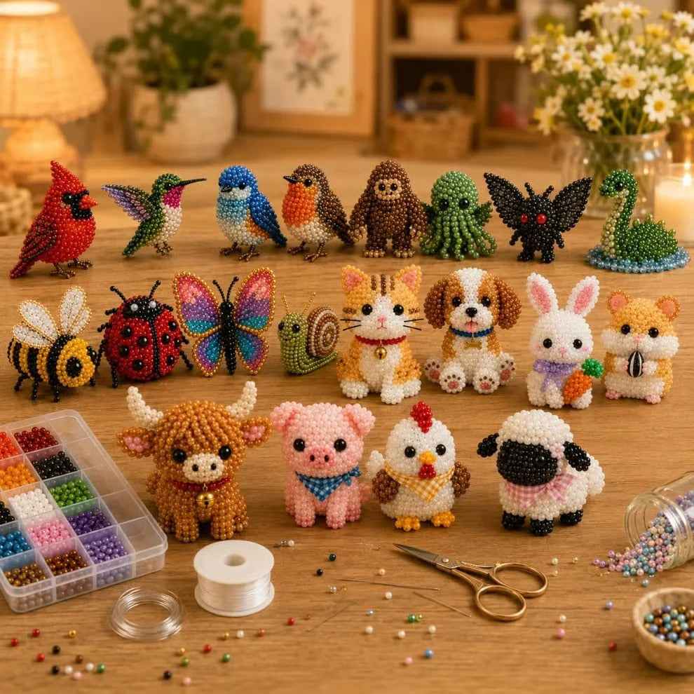 🏆Limited Time Sale 50% OFF🧵✨Petite 3D Beaded Animal Craft Kit