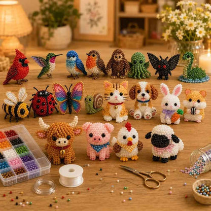 🏆Limited Time Sale 50% OFF🧵✨Petite 3D Beaded Animal Craft Kit