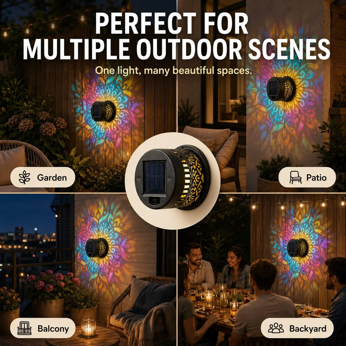 65K+ SOLD!✨Solar Mandala Wall Light | Outdoor Garden Fence Projector Lamp 🪐🌌