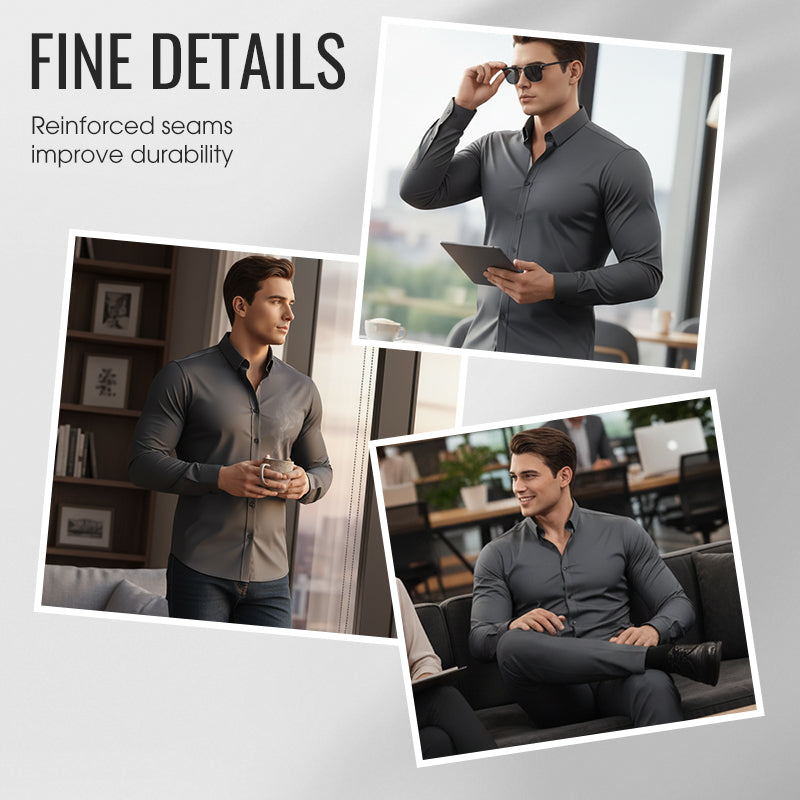 🔥LAST DAY SALE 50% OFF🔥Men's Solid Color Lapel Long Sleeve Button-Down Shirts