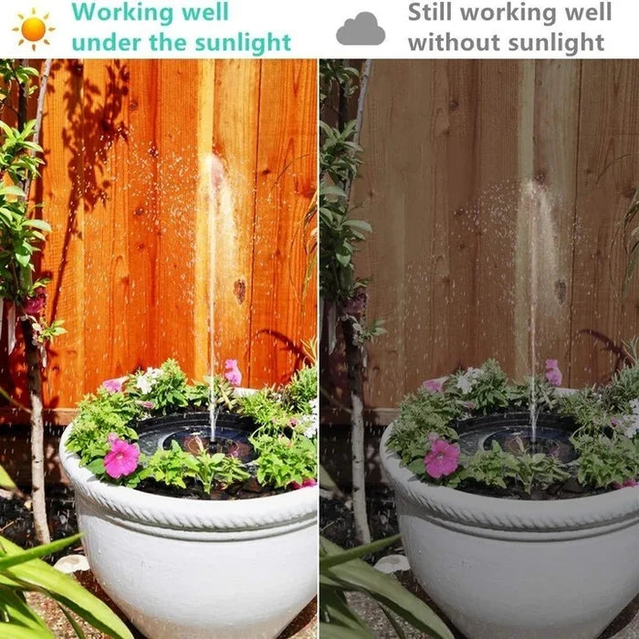 Stabilized solar fountain centered in a water basin